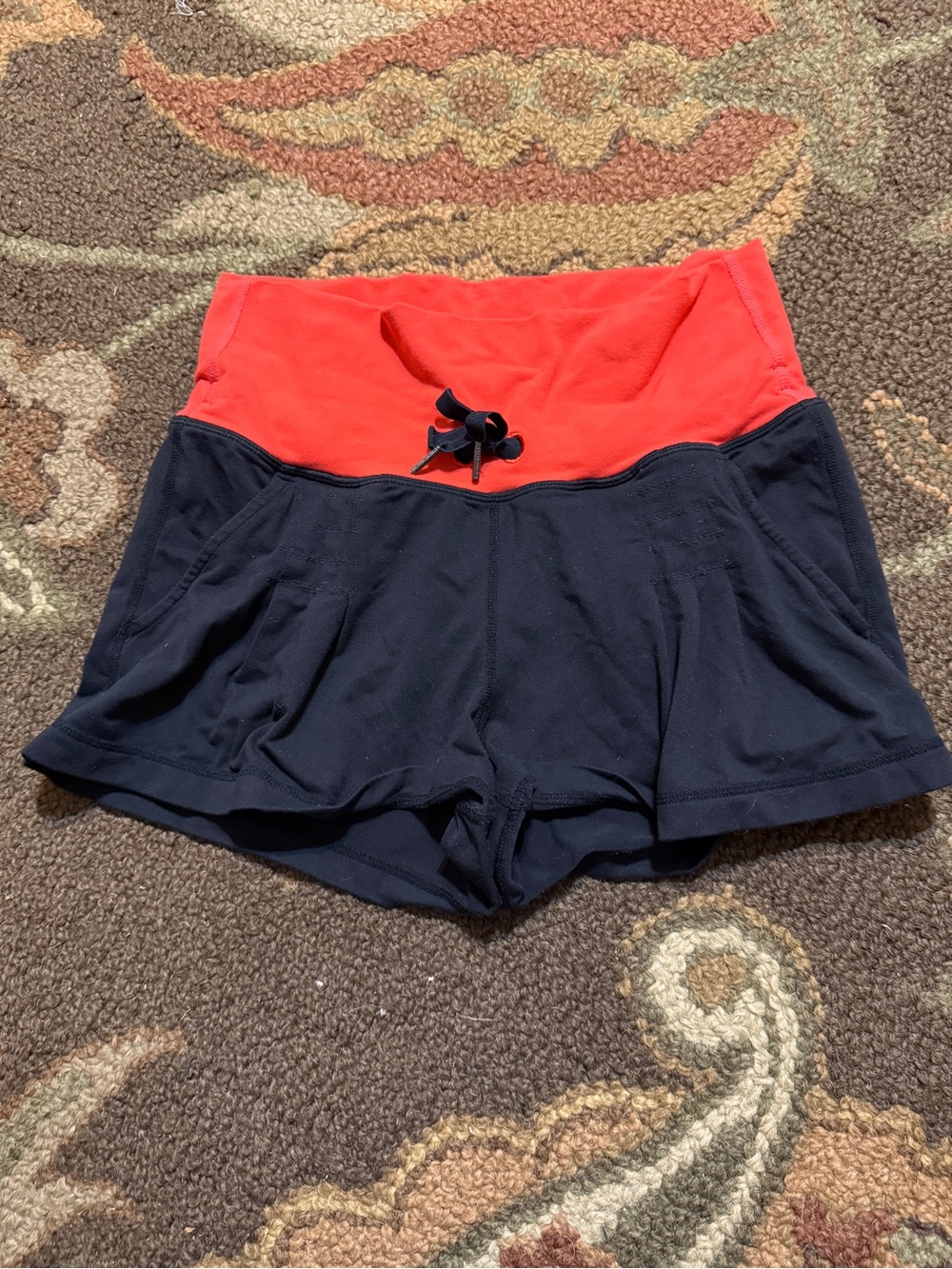 lululemon athletica Black Athletic Shorts with Red Waistband